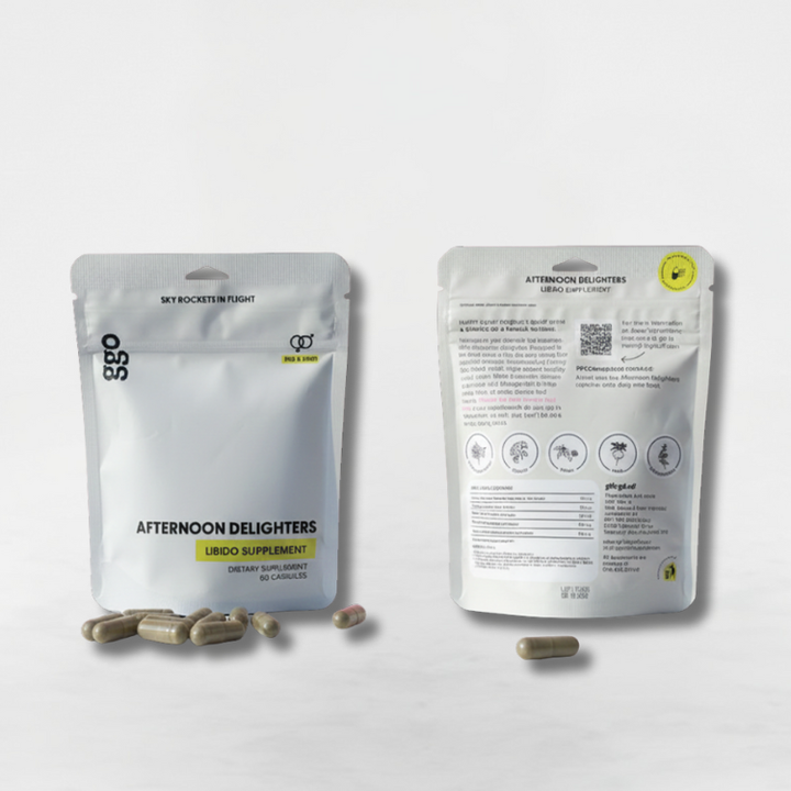 afternoon delighters libido supplement front and back packaging