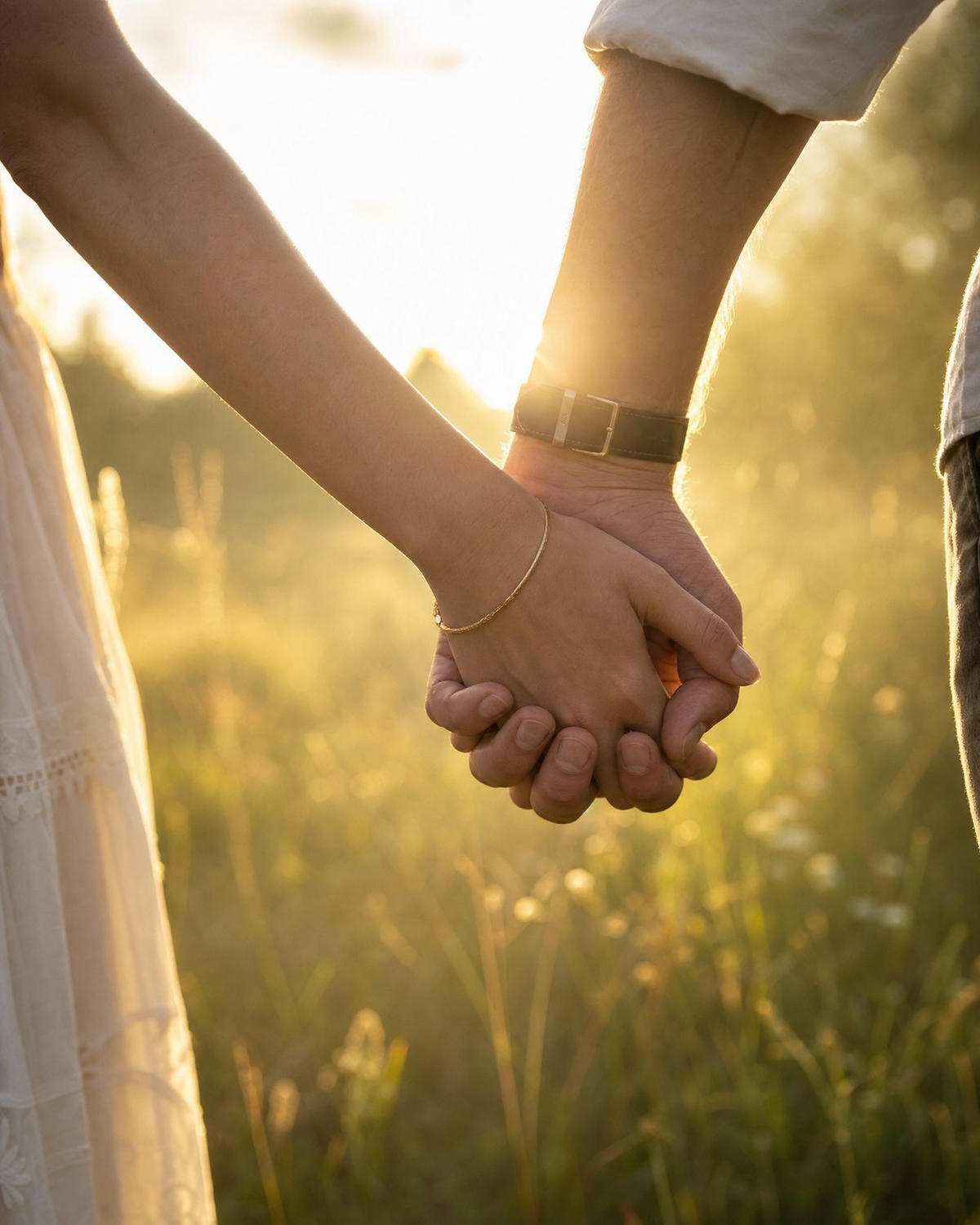 A couple holding hands